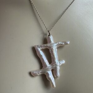 Artisan Pendant Necklace 20 Inch‎ 14k Gold Bale 10k Chain Baroque Pearl 8.6g